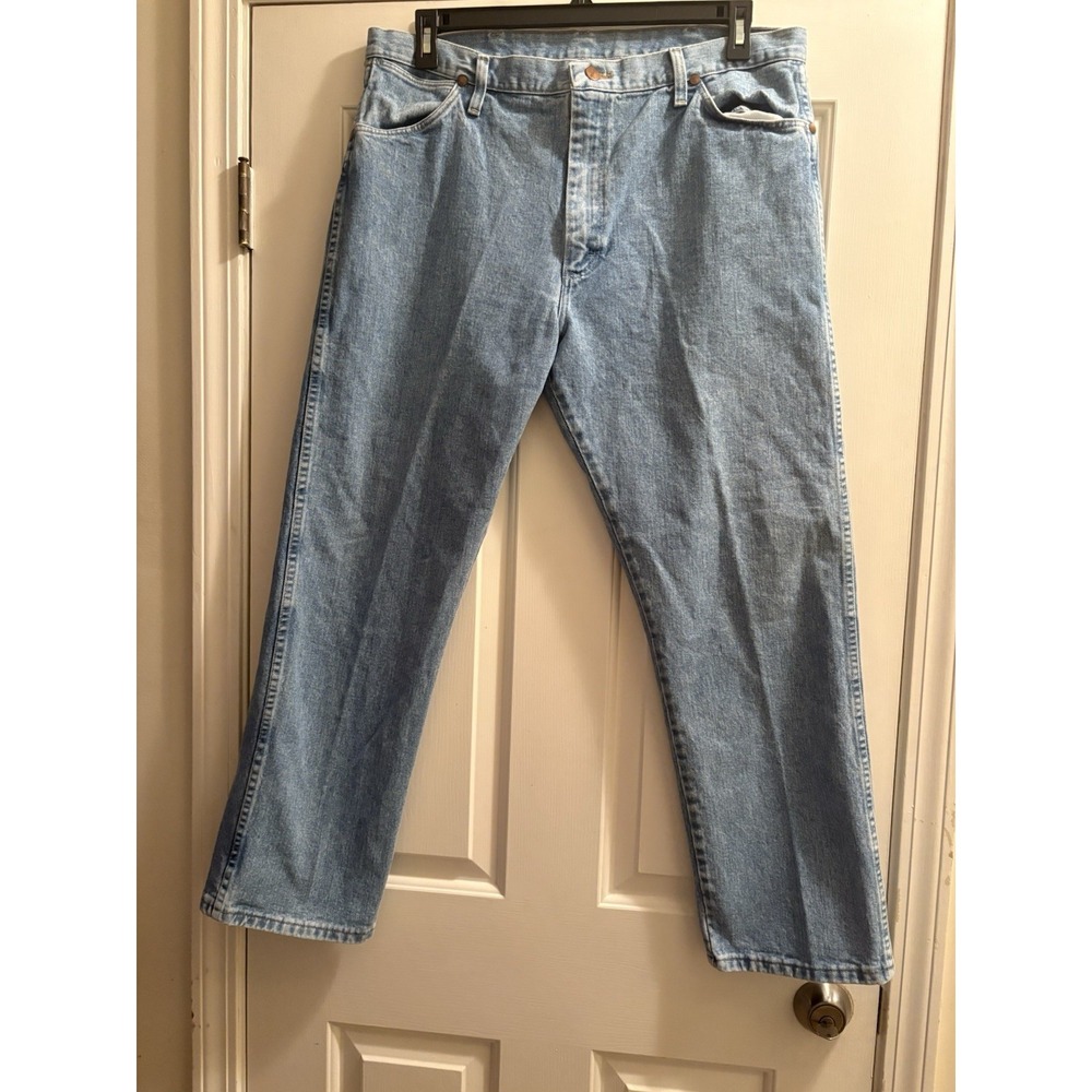 Vintage Wrangler Jeans Mens 38x29 Stonewash Blue Straight Leg Western Cowboy
